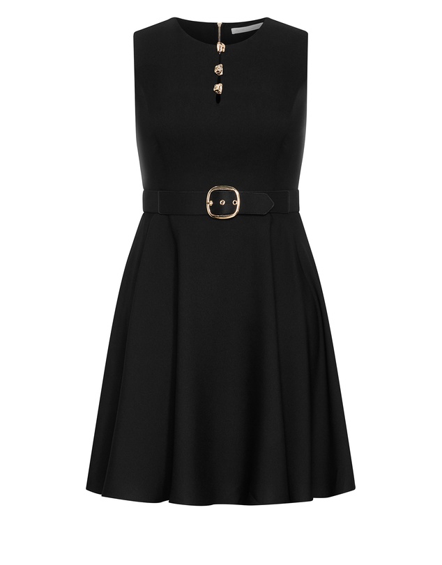 City Chic - Plus size Vivienne Sleeveless Skater Dress - black