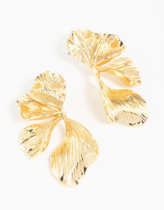 Lovisa - Gold Plated Organic Petal Stud Earrings