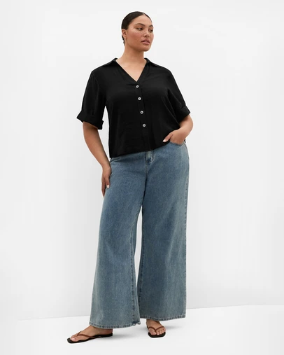 City Chic - Plus size Annie Relaxed Shirt - black