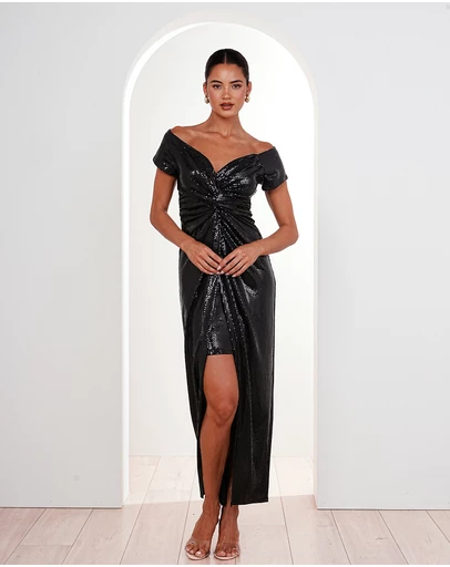 Pilgrim - Raven Off Shoulder Twist Gown