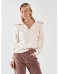 Sass - Esti Pointelle Zip Up Knit