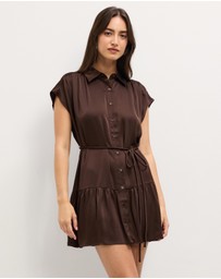 The Fated - Bryne Mini Satin Shirt Dress
