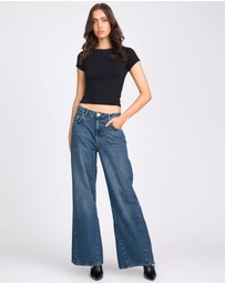 ONE TEASPOON - Cruisers Mid Waist Bootcut Flare Denim Jeans - Colorado Blue