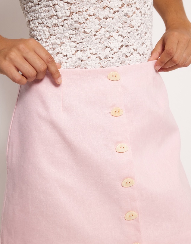 AERE - Pippa Buttoned Linen Skirt