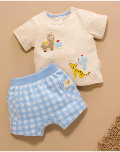 Purebaby - Gingham Short and Tee Set -Kids-Babies