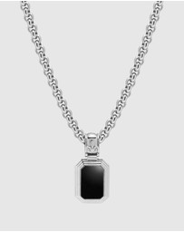 Nialaya Jewellery - Men's Sterling Silver Necklace with Two-in-One Turquoise & Black Onyx Pendant