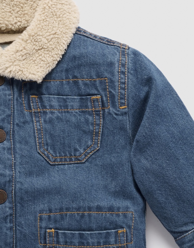 Purebaby - Denim Sherpa Jacket - Kids-Babies