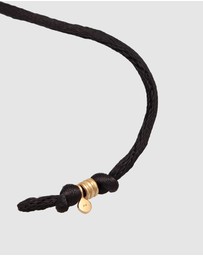 Elli Jewelry - Necklace Satin Ribbon Black Drop Pendant in 925 Sterling Silver Gold Plated