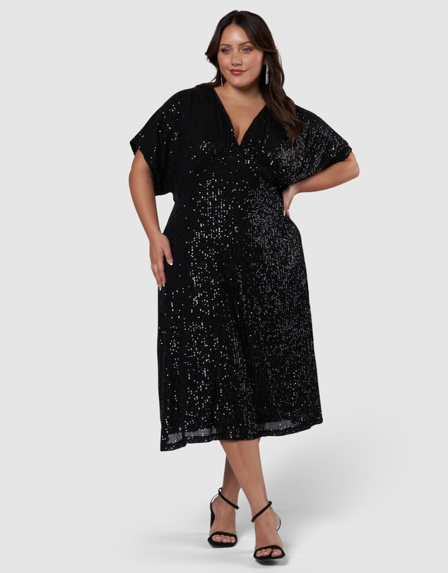 Pink Dusk by Curve Project - Want you Sequin Midi Dress