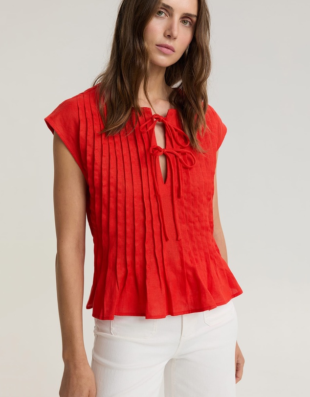 Sportscraft - Ariana Pintuck Linen Blouse