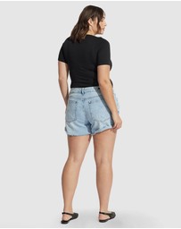 Decjuba - Harper Rolled Cuff Denim Shorts