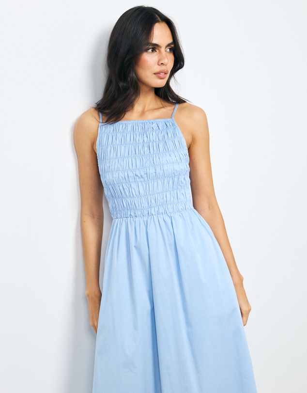 AERE - Mireya Cotton Shirred Midi Dress