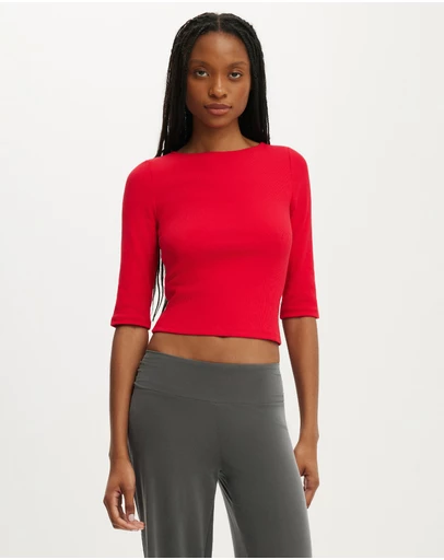 Cotton On - Boat Neck 3/4 Sleeve Top