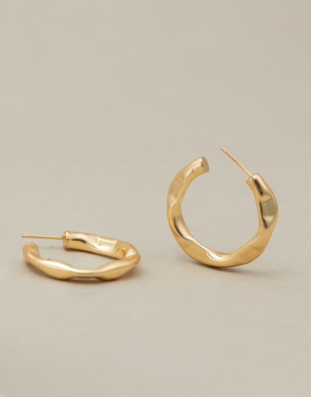 Meshca - Flat Beaten Hoop Earrings