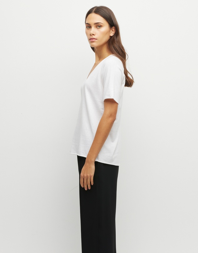 JH Lounge - JHL V-Neck T (Fine Cotton Cashmere) White