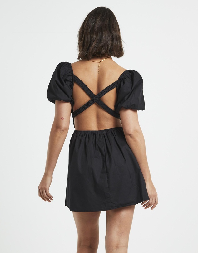 Subtitled - Rylee Backless Puff Sleeve Mini Dress