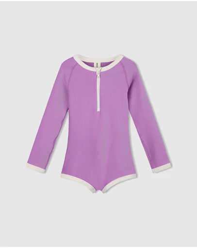 Zulu & Zephyr Mini - Mini Stripe Rib Rashie Onesie - Babies-Teens