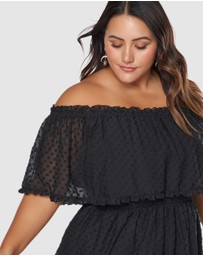 Pink Dusk by Curve Project - Sensual Off Shoulder Midi Dress