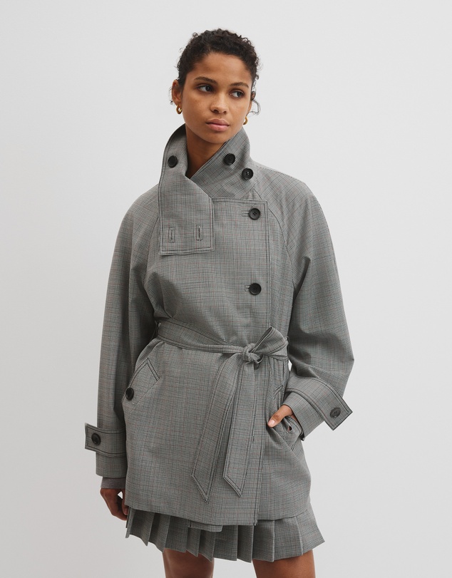 Country Road - Wool Blend Funnel Check Jacket
