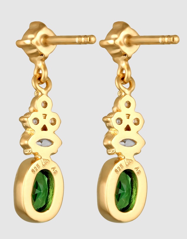 Elli Jewelry - Zirconia Stud Earrings in Gold-Plated 925 Silver