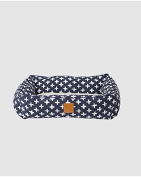 Mog & Bone - Bolster Dog Bed - Navy Cross