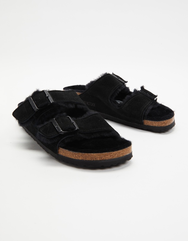 Birkenstock - Arizona Shearling Suede Leather Narrow Sandals - Unisex