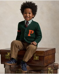 Polo Ralph Lauren - Cotton V-Neck Letter Cardigan - ICONIC EXCLUSIVE - Kids