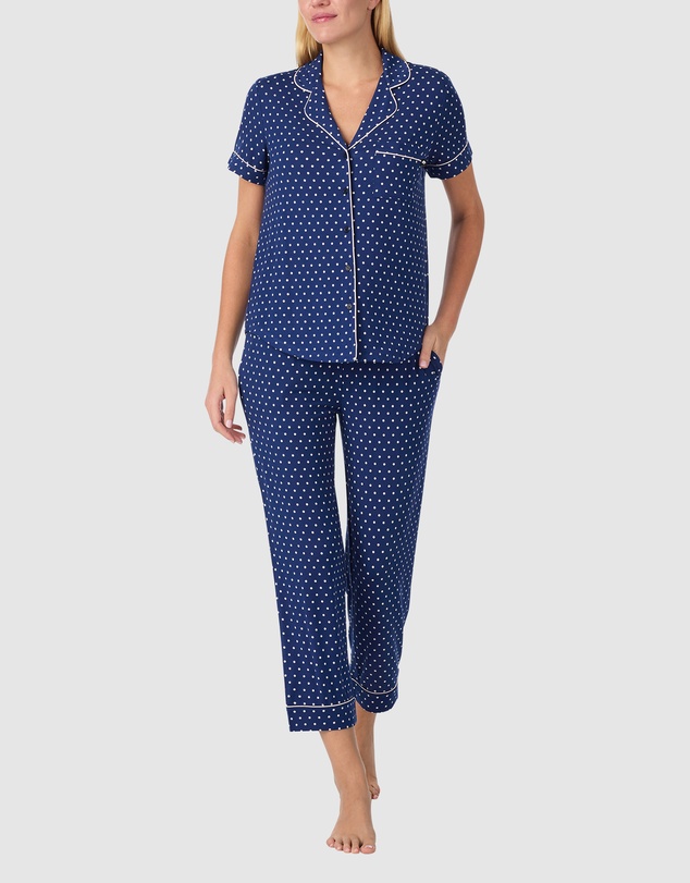 Kate Spade - Printed Modal Button Up Short Sleeve Long Pyjama Set