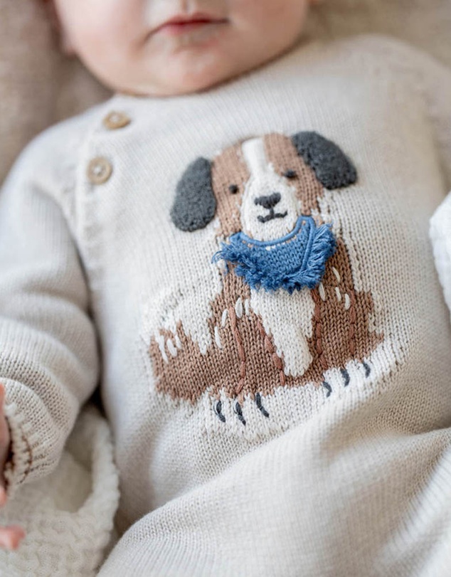 Bebe by Minihaha - Otto Organic Knitted Dog Romper - Babies