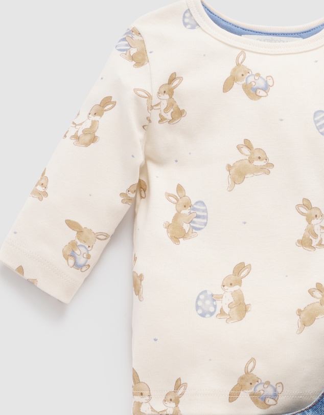 Purebaby - Bunny Denim Overall Set - Kids-Babies