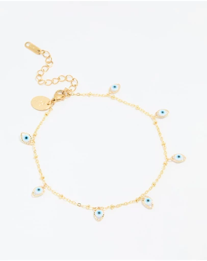 Lovisa - Waterproof Gold Plated Stainless Steel Evil Eye Anklet