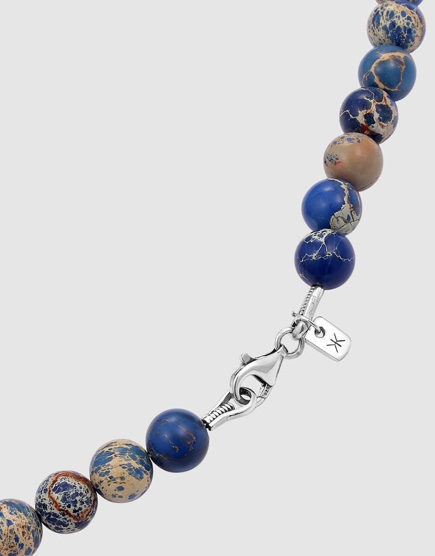 Kuzzoi - ICONIC EXCLUSIVE - Necklace Male Skull Blue Agate 925 Sterling Silver