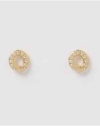 Izoa - Alphabet Mini Letter O Stud Earrings