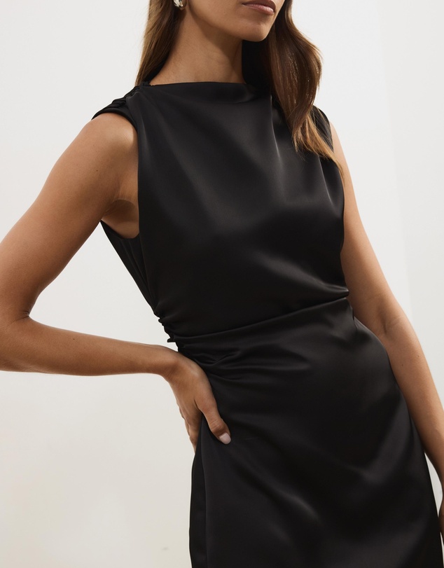 Atmos&Here - Sara Satin Mini Dress With Lace Trim