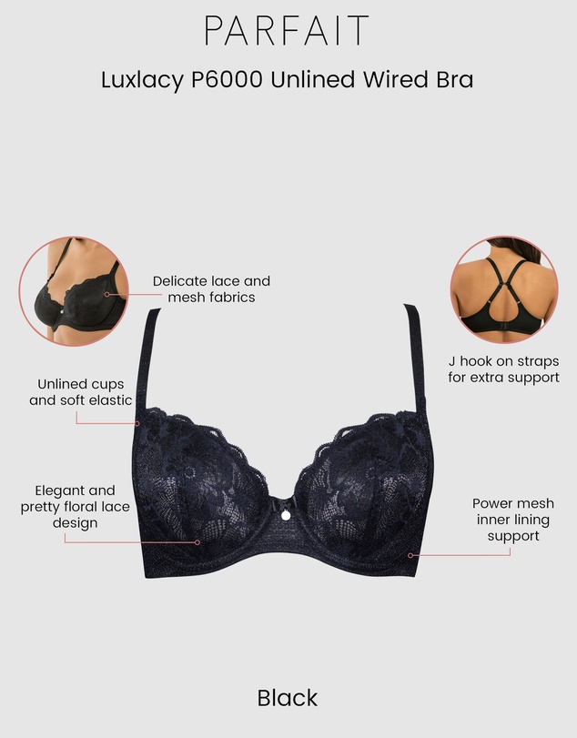 Parfait - Luxlacy Unlined Wired Lace Bra with Side Support