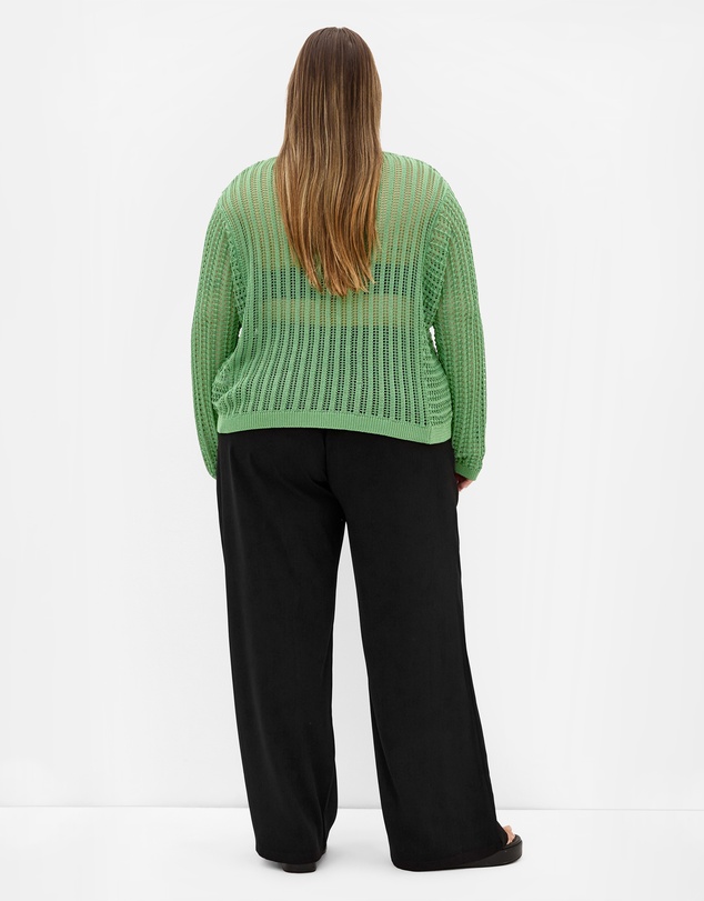 City Chic - Plus size Crochet Slouch Top - moss