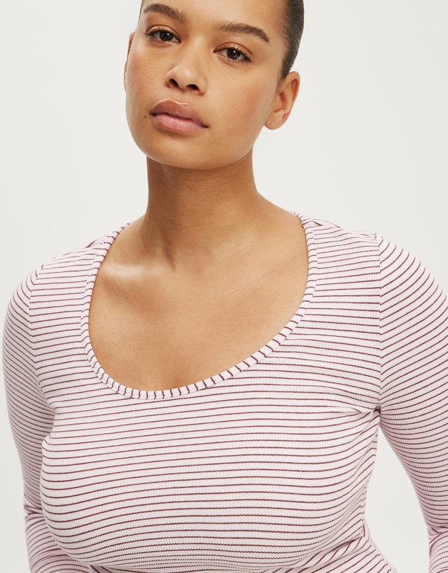 Cotton On - Scoop Neck Rib Long Sleeve