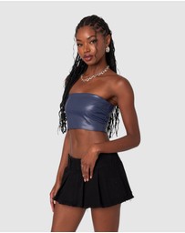 EDIKTED - Mazie Faux Leather Bandeau Top
