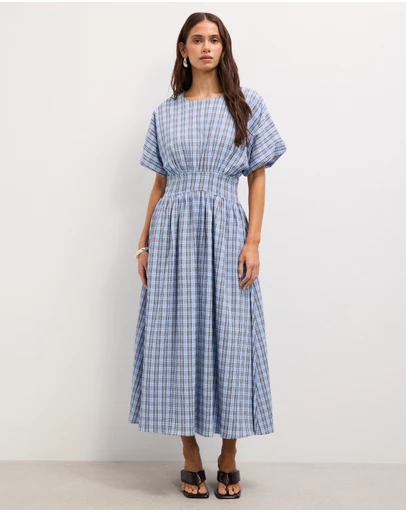 The Fated - Bloom Check Midi Dress