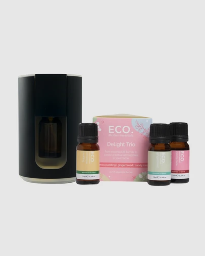 ECO. Modern Essentials - Cordless Travel Diffuser Obsidian & Delight Trio