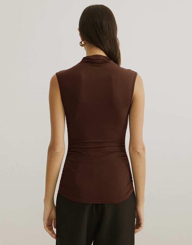 Atmos&Here - Ruched Neck Sleeveless Top