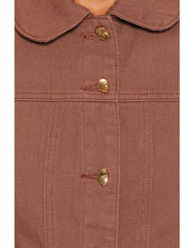 Petal & Pup - Faven Cropped Denim Jacket - Chocolate Brown