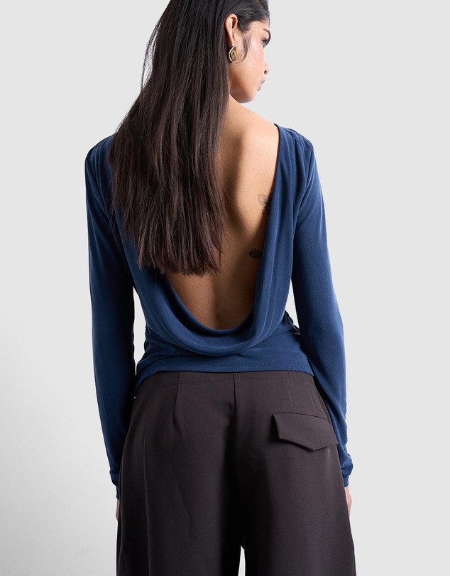 TOPSHOP - Cupro LS Cowl Back Top