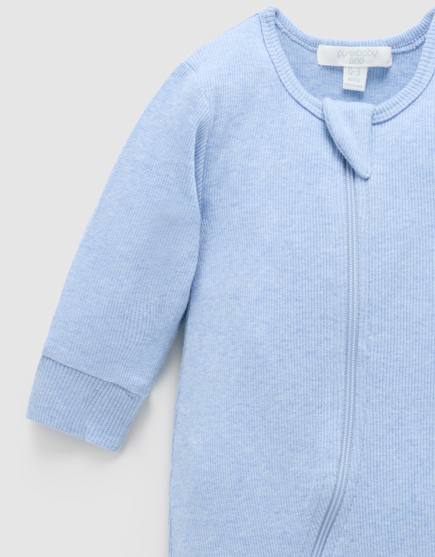 Purebaby - Ribbed Zip Growsuit -Kids-Babies