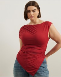 Atmos&Here Curvy - Lila Gathered Shoulder Bamboo Top