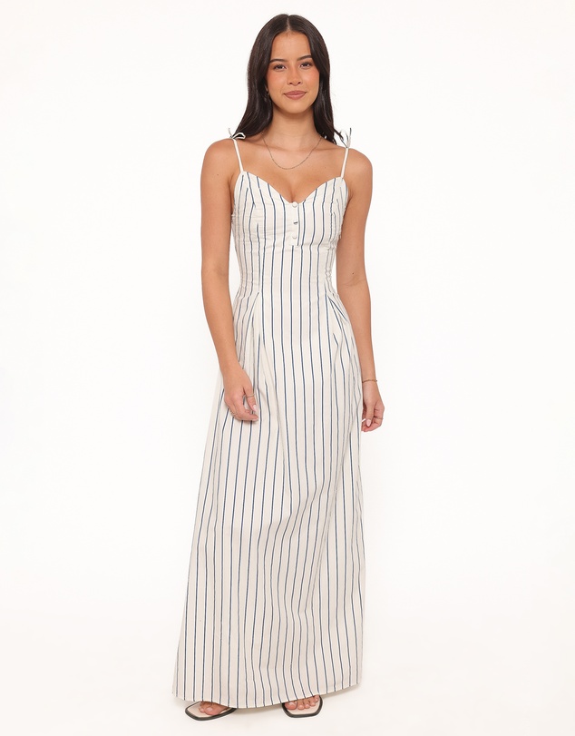 Petal & Pup - Jordin Maxi Dress - Ivory/Blue Stripe