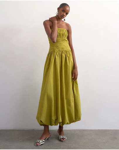 TOPSHOP - Tsluna Bubble Hem Maxi Dress Wvn