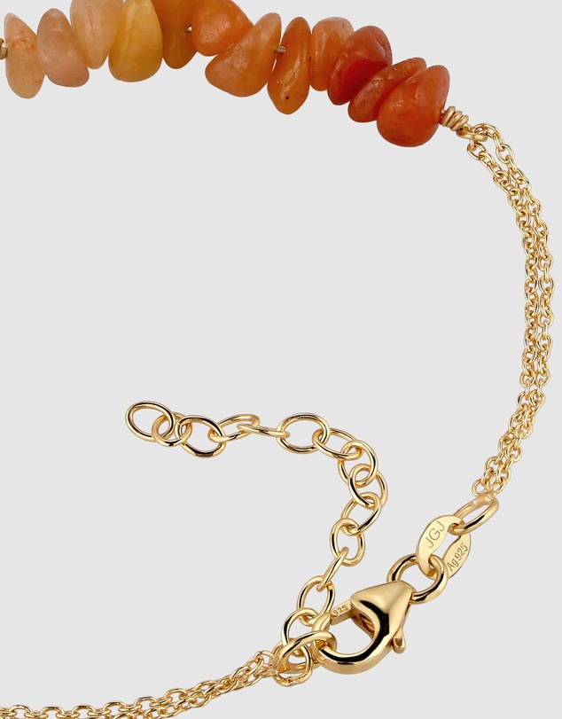 Elli Jewelry - Sunburst Aventurine Bead Bracelet in Gold-Plated 925 Silver