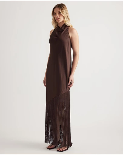 Decjuba - Alora Halter Fringe Maxi Dress
