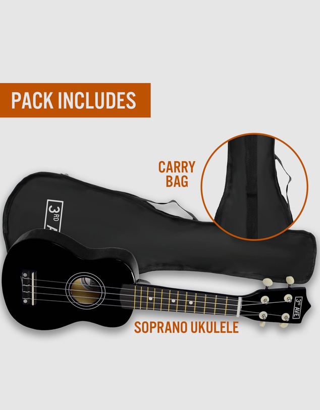 iWorld - 3rd Avenue Soprano Ukulele - Black